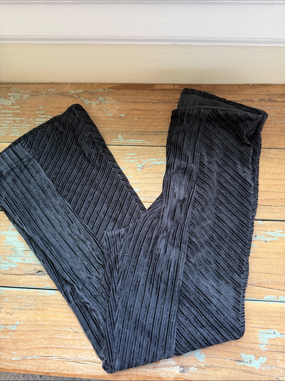 Free People Black Ribbed Velvet Pants